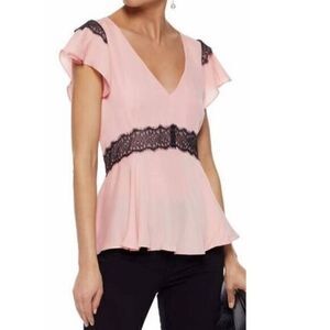 CINQ À SEPT Naeve Blouse Top with Ruffle Sleeve MEDIUM